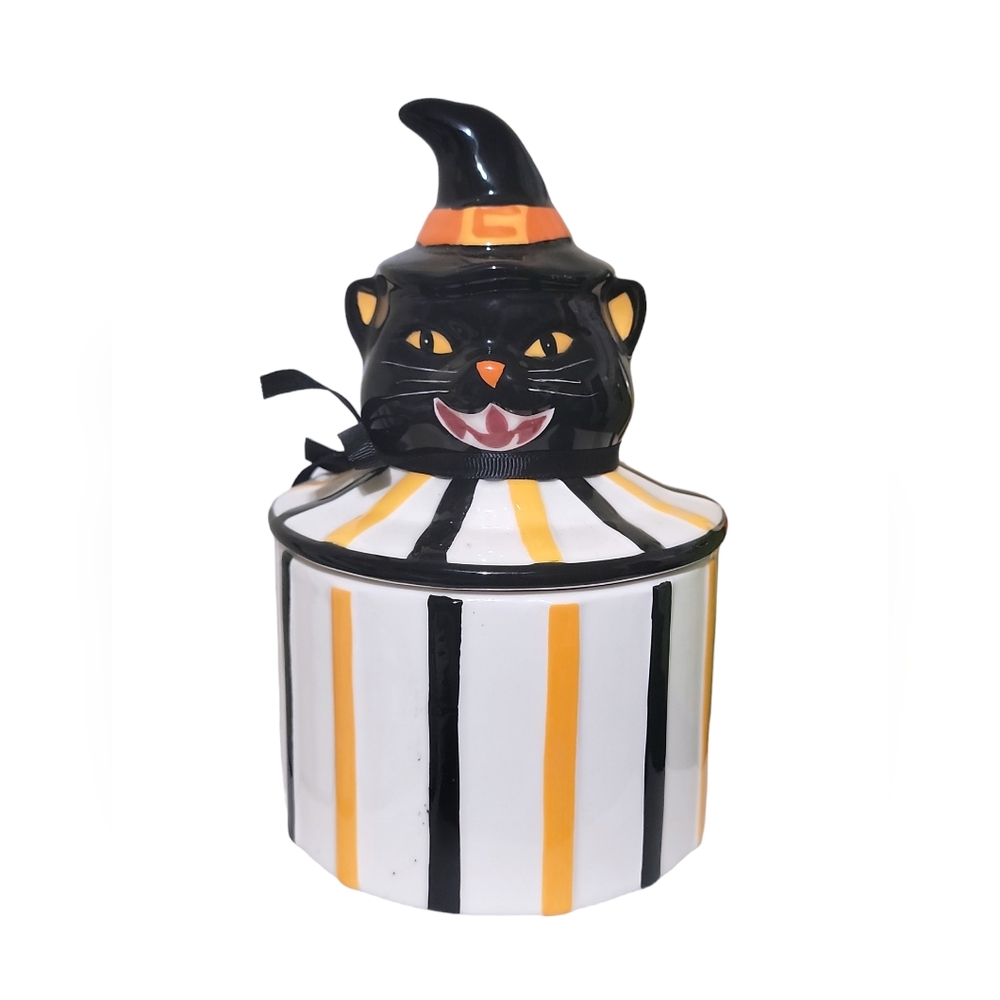 Black cat Halloween canister